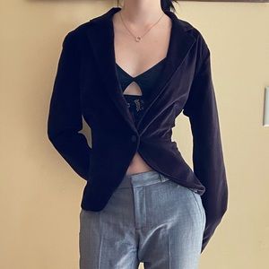 Gap Black Velvet Blazer Top
